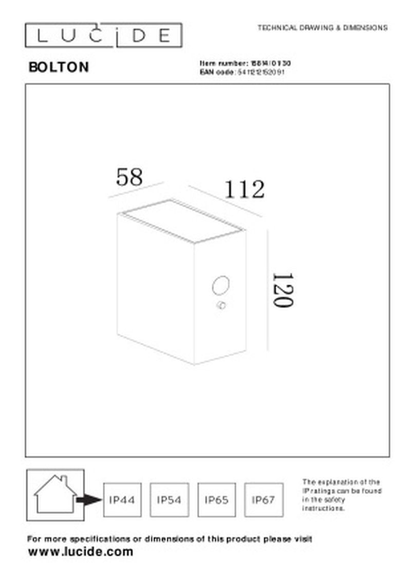 Lucide BOLTON - Nástenné svietidlo Indoor/Outdoor - LED Dim. - 1x1W 2850K/3150K - IP54 - Senzor deň/noc - Čierny